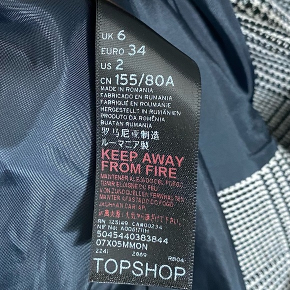 TOPSHOP Double Breasted Houndstooth Coat - US 2 - Picture 16 of 16